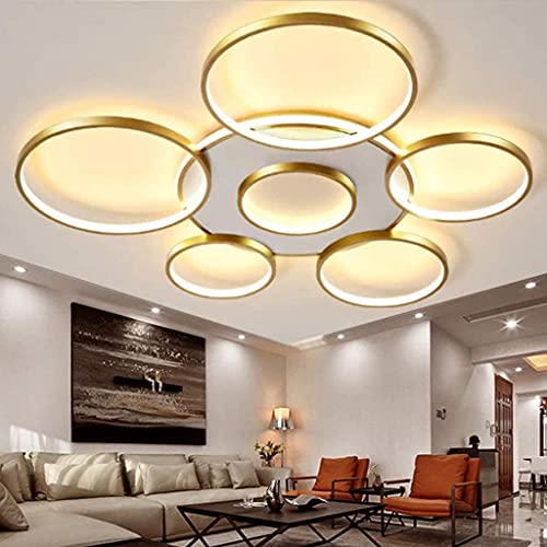 YZSJ Ceiling Light LED Dimmable Ceiling Lamp with Remote Control Modern Living Room Lamp Metal Acrylic Bedroom Kitchen and Office Chandelier Children's Room Decorative Indoor Lighting,E,110CM(106W)