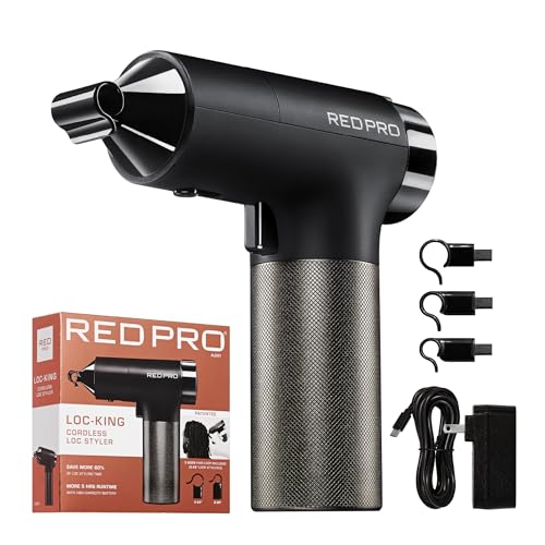 RED Pro Cordless Auto Loc Styler, Automatic Dreadlocks Machine for Locs & Twists, Portable Professional Loc Tool, Fast Locs Styling Device with Interchangeable Loop Sizes
