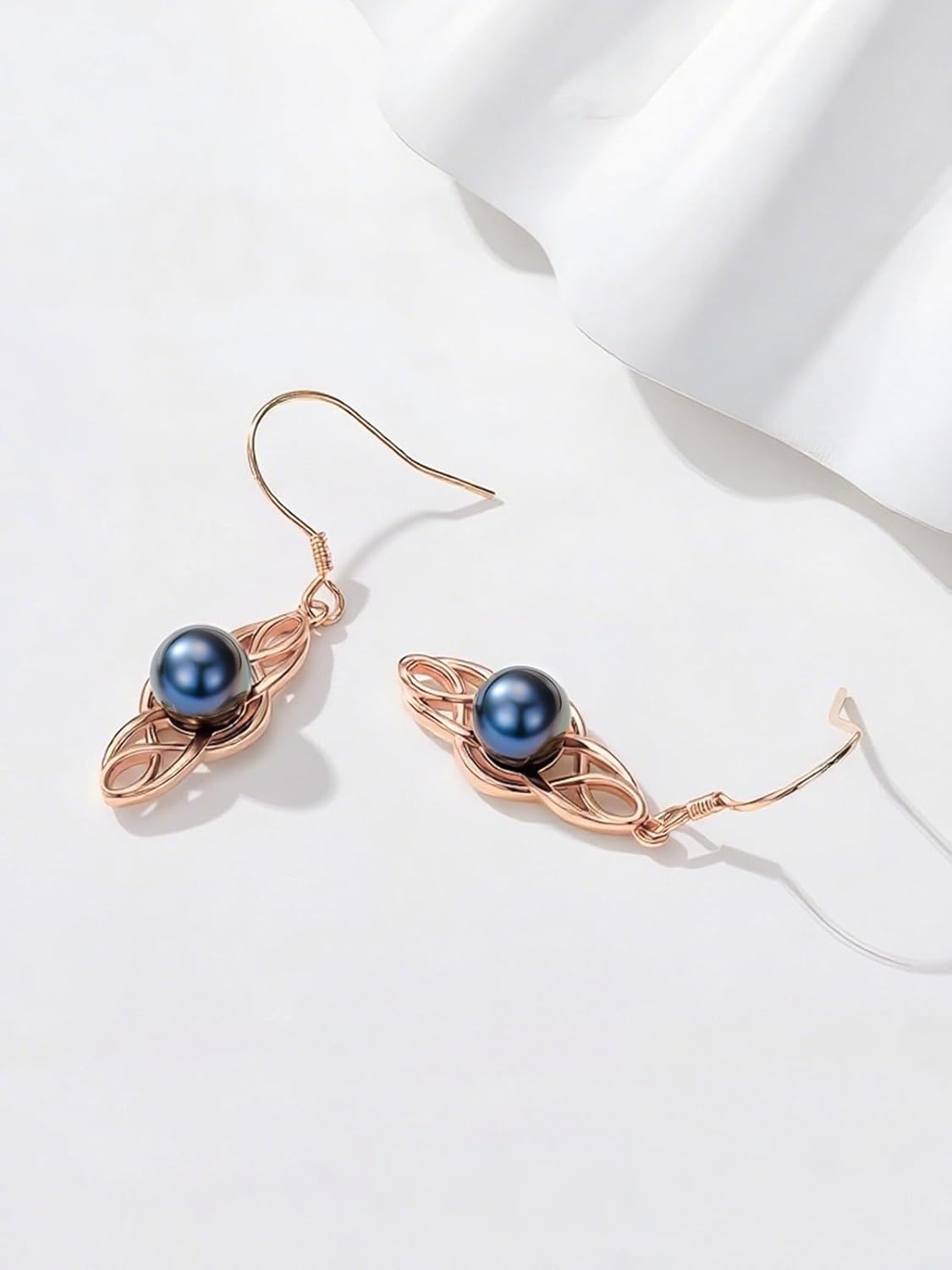 Tahitian Black Pearl AAAA 18K Gold Plated Sterling Silver Dangle Drop Earrings for Women Wife Mom Girlfriend Valentine Her Jewelry Gift for Anniversary Birthday Christmas