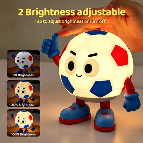 Image of S NMT Silicone Soccer Night Light, RGB Color Changing Rechargeable Nightlight, Timing 2 Level Brightness Sleeping Table Decoration Bedside Lamp with Touch Control