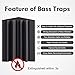 8 Pack - Bass Traps Acoustic Foam Corner, 8''x8''x12'' Black Bass Traps Corner Studio Foam, High Density and Fire-Proof Acoustic Panels Recording Studio Acoustical Treatments