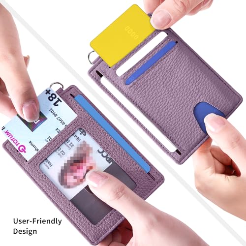Image of Mayski Slim Wallet, Credit Card Holder for Women, Minimalist Front Pocket RFID Blocking Card Cases, Small Wallet Women Men(Litchi Lavender)