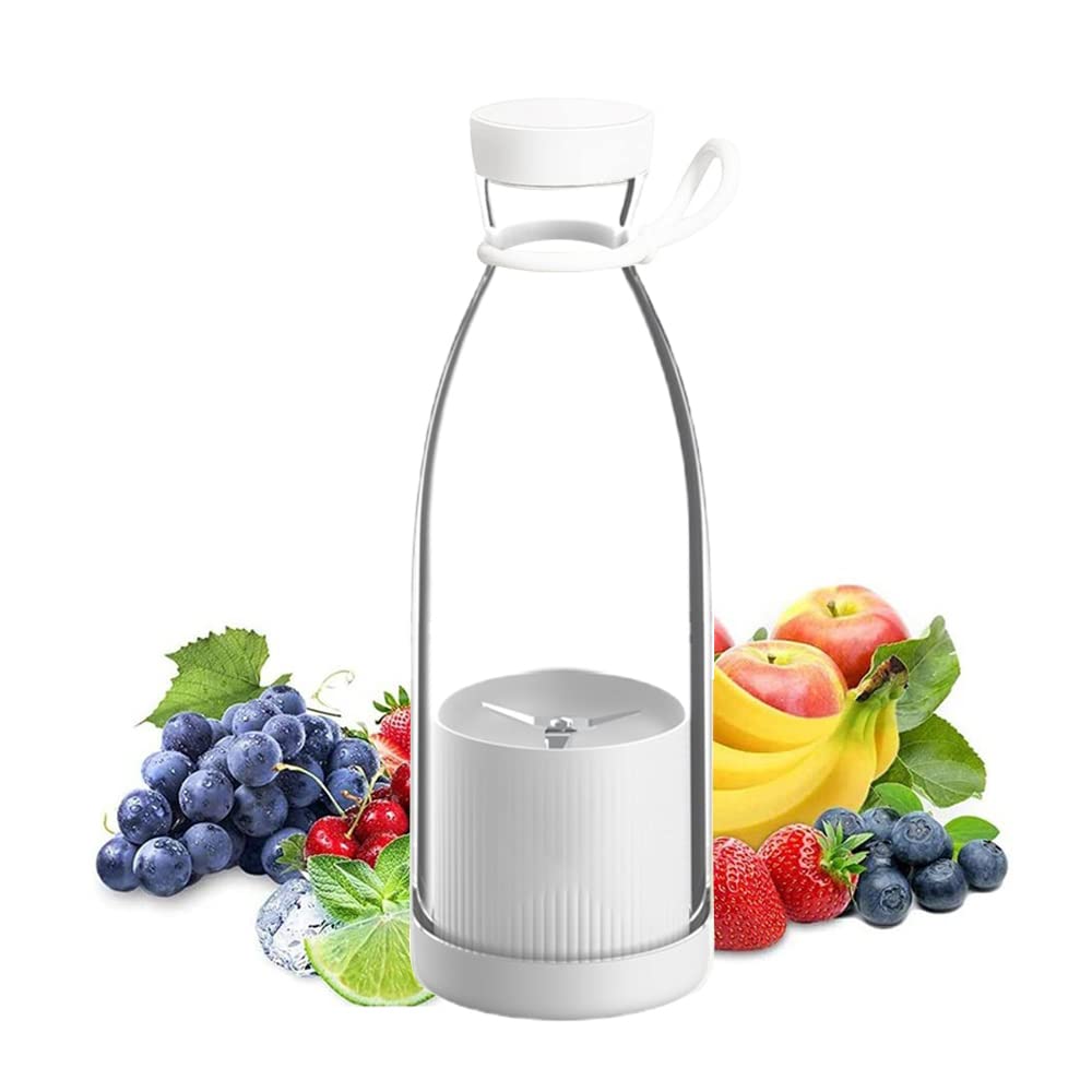 Overa Student Mini Fruit Slag Juice Cup, 500ml, 6 Blades Design Mini Travel Blender, Wireless Portable Usb Charging Cordless Juicer, For Fresh Juice, Smoothies And Shakes (White)-image-20