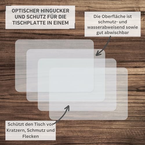 Vénilia Tischset Transparent, Platzset für Esszimmer, Esstischmatten, Telleruntersetzer, Platzdeckchen, abwischbar, lebensmittelecht, 45 x 30 cm, 4 Stück