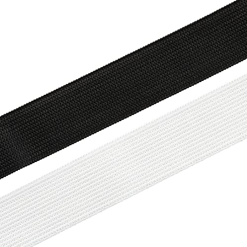 Realm Flat Elastic Band Black & White Sewing Crafts DIY Stretch (1/4 inch, 3/8 inch, 1/2 inch, 1 inch) (Black, 1/2 Inch - 5m)