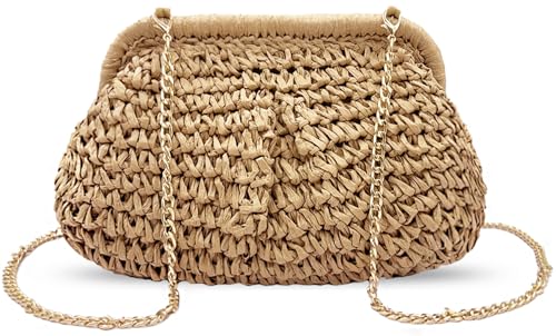 Image of Beurlike Straw Clutch Purses for Women Crossbody Vacation handbags Woven Boho Pouch bags summer Beach Evening Bags