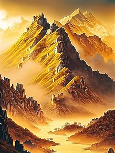DIY peinture diamant 5D montagne jaune pour broderie strass