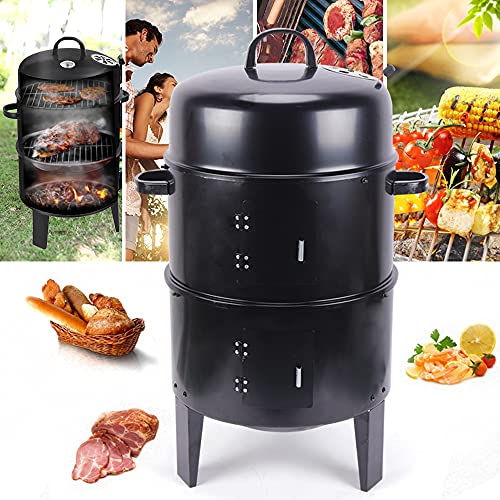 Parrilla para ahumar multifuncional 3 en 1 y barbacoa de carbón de doble capa 5