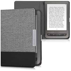 kwmobile hoes compatibel met Pocketbook Touch Lux 3/Basic Lux/Basic Touch 2 – Canvas beschermhoes in grijs/zwart – Voor…