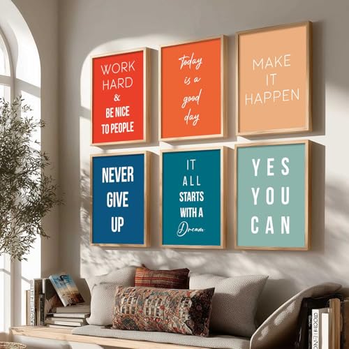 Image of kotart Motivational Quote | Poster with glass frames, wall for hanging, Home decor paintings living room, bed Set of 6 Multicolo (14X20 Inch, I)