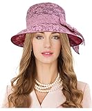 Carnavalife Sombrero de Boda con Flores de Cordón y Lazo Grande para Mujer, Gorro Nupcial para Vestido de Novia, Tocado de Iglesia Derby para Fiesta de Té, Talla única (Lila)