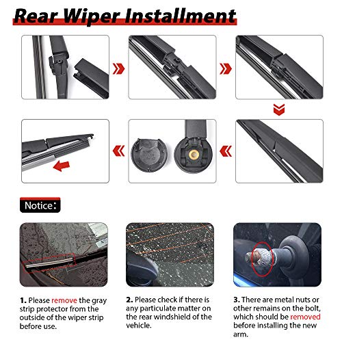Rear Windshield Back Wiper Arm Blade Set - Replacement for JEEP Grand Cherokee 2005 2006 2007 2008 2009 2010 OE:05139836AB