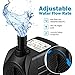 Homasy 400GPH Submersible 36 Hours Dry Burning, 25W Fountain Water Pump with 5.9ft Power Cord, 2 Nozzles for Aquarium, Fish Tank, Pond, Statuary, Hydroponics, Black