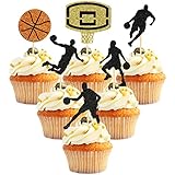 24 PCS Basketball Action Cupcake Toppers,Basketball Cake Toppers Basketball Player Cake Picks Toothp