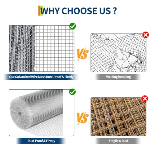 Image of Garvee 1 /2 inch Hardware Cloth-36in x 100ft 19GA Heavy Duty Galvanized Chicken Wire Mesh Roll, Hot-Dipped After Welding for Chicken Coop, Rabbit Cages & Garden Fencing - Poultry Netting & Fencing