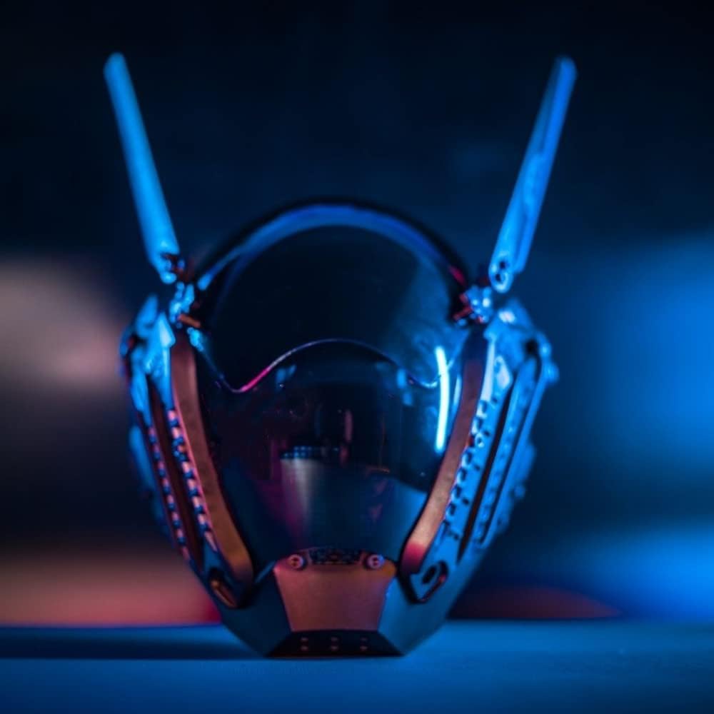 Miniatura 2 de LIGUOGUO Antena giratoria Cyberpunk máscara cosplay para hombres accesorios tecnológicos futuristas Cyber Punk máscara de cara completa Cosplay