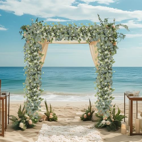 Guirlande d'eucalyptus artificielle fleurs blanches vigne pour décoration arche mariage - 3