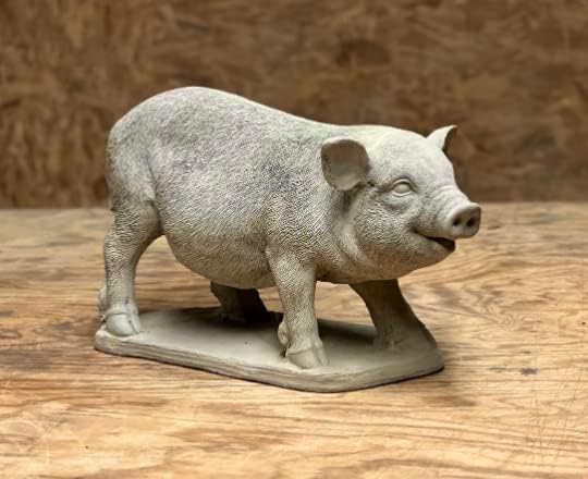 Massive Pig Statue Concrete Farm Animal Figure Large Standing Pig Figurine Garden Art