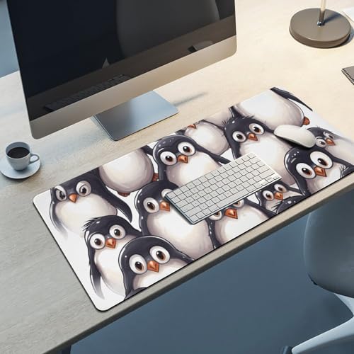 Tapis de souris de jeu antidérapant grand format pingouins mignons