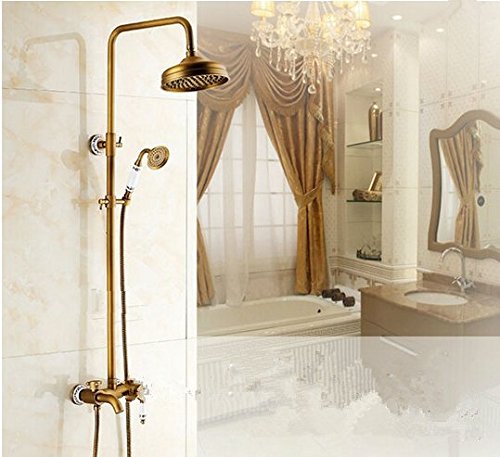 Colonne douche laiton antique Gowe contre calcaire avec céramique 8"