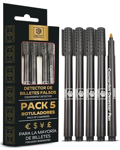 ISP BEST SUPER PACK 5 unidades Detector de bilhetes falsos guia de uso versão 2025 premium, V.5.0 | deteta EUros, dólares, libras e muito mais, marcador antifraude, pack exclusivo de 5 unidades