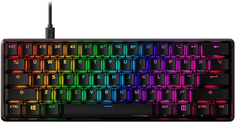 HyperX Alloy Origins 60 – Mechanical Gaming Keyboard – Ultra Compact 60% Form Factor – Tactile Aqua Switch – Double Shot PBT Keycaps – RGB LED Backlit – NGENUITY Software Compatible,Black