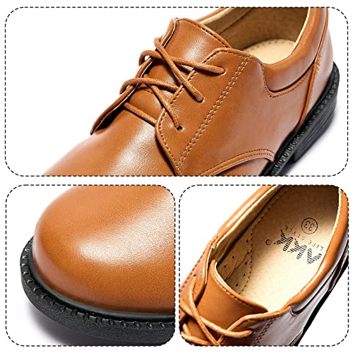 Boys Dress Shoes Classic School Uniform Oxfords Prince Casual Comfort Shoes Brown Matte Little Kid Size 12 #TOP3