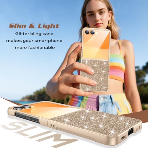 Coque Galaxy Z Flip 7 dorée scintillante fine et robuste - 2