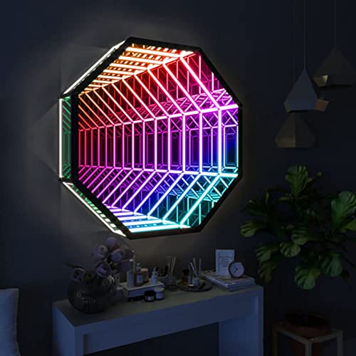 Luz nocturna 3D Infinity Mirror Tunnel – Luz LED decorativa de alta calidad alimentada por USB para decoración del hogar y relajación, crea impresionantes efectos visuales y ambiente