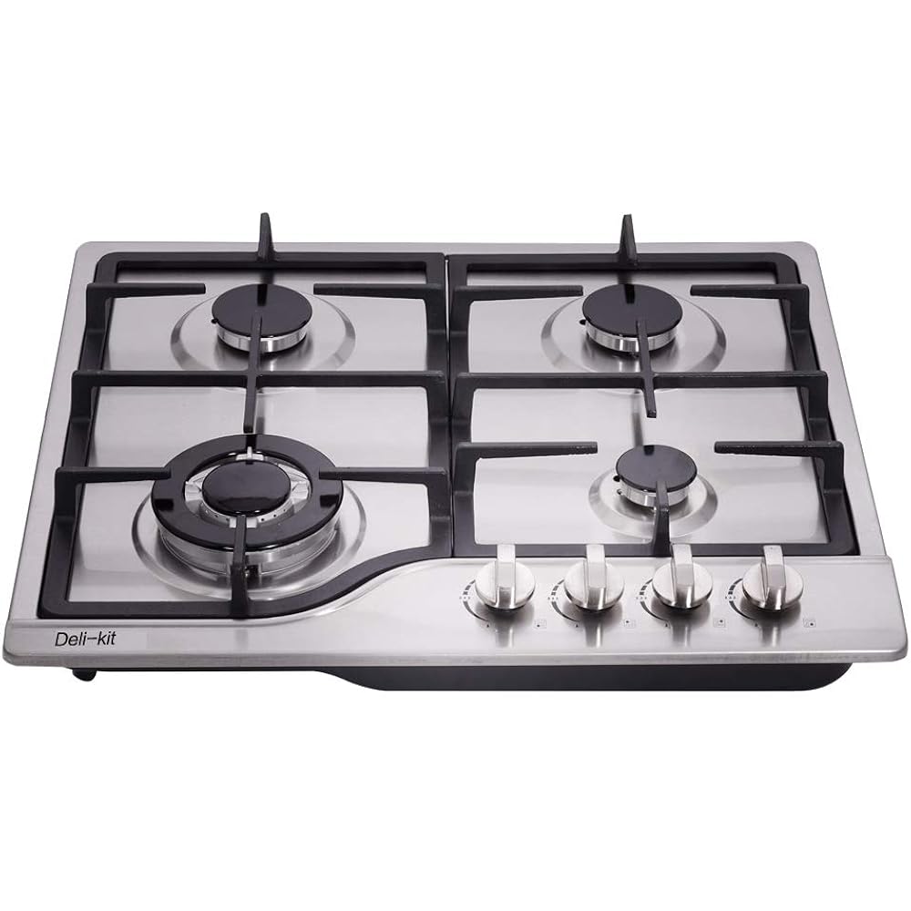 33/mo Finance Delikit® 24 inch LPG/NG gas cooktop Dual Fuel Sealed 4 Burners Stainless Steel