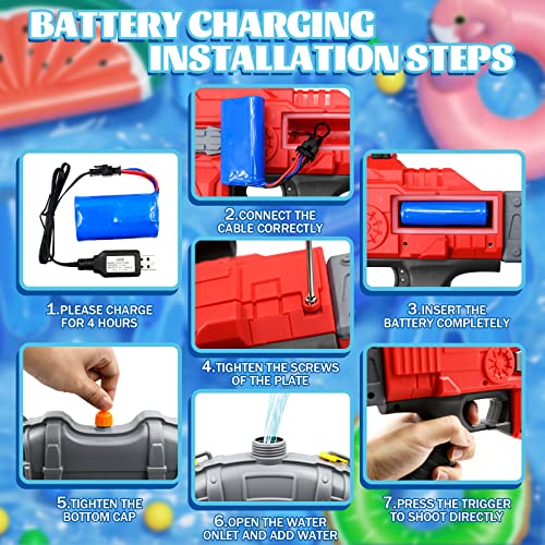 Electric Water Gun For Adults Kids With 4L Backpack & Adjustable Straps,Automatic Squirt Gun Up To 40 Ft Range, Super Battery-Powered Water Soaker Gun Toy For Summer Swimming Pool Party Beach Outdoor #TOP6