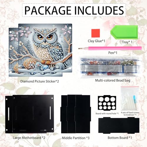 Image of DIY 5D Diamond Painting Pen Holder, Snowy Winter Owl Pencil Holder for Seasonal Home Decor, Decorative Diamond Art Organizer for School, Office, and Home