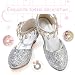 Imagen de LECYGNB Niñas Zapatos Disfraz Princesa Zapatillas Lentejuelas Antideslizante Zapatos Tacón Zapatillas Baile Vestir Fiesta Cumpleaños Boda Infantil Plata EU 32