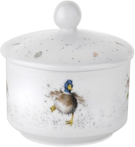 Royal Worcester Wrendale Designs Waddle Duck Sugar Pot | Azucarero de 10 onzas con diseño de pato | Hecho de porcelana fina | Apta para microondas y