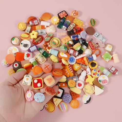 image for Yanvitrial 139 Pcs Mini Shopping Cart Basket Miniature Food Drink Toy 