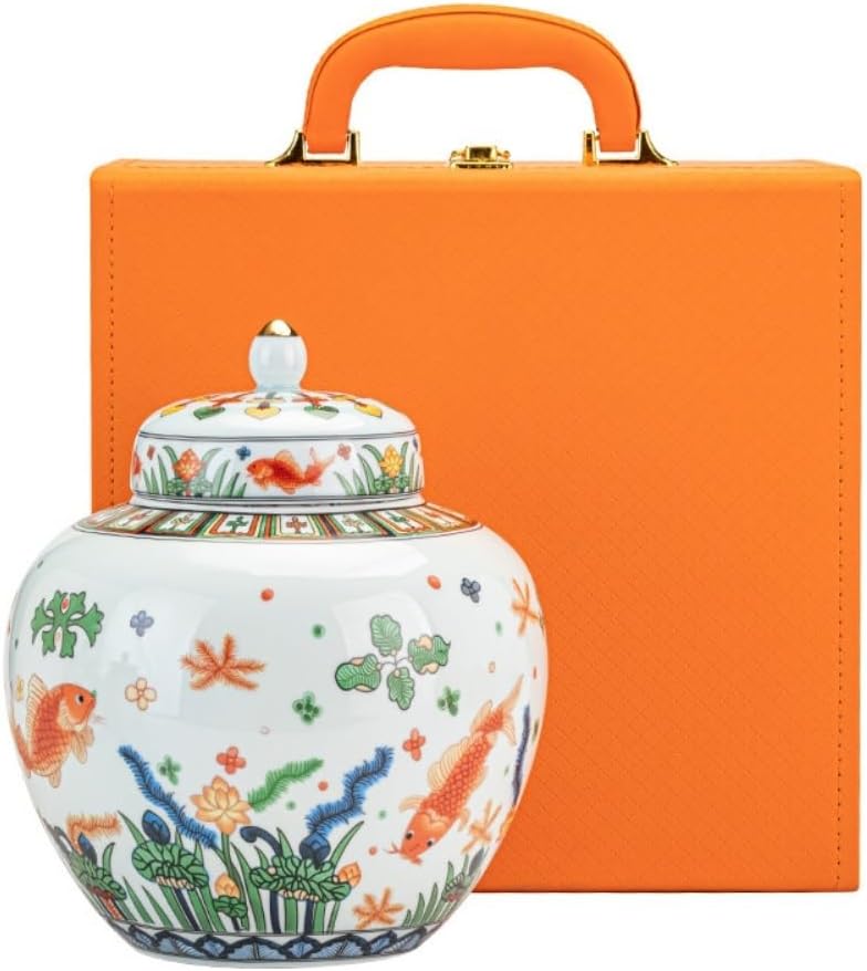 SONGCHAO Sugar Jar Ceramic Loose Tea Storage Container Jar Large Capacity Sealed Retro Set Single Gift Box Tea Canister