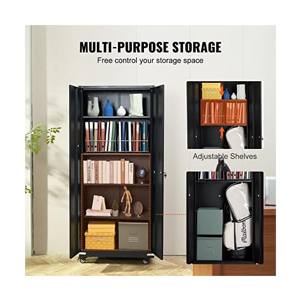 VEVOR-Metal-Storage-Cabinet-with-Wheels-75-in-Locking-Cabinet-with-4-Adjustable-Shelves-2-Magnetic-Doors-200-lbs-Capacity-per-Shelf-Metal-Cabinet-with-3-Keys-for-Home-Office-Garage-Black VEVOR-Metal-Storage-Cabinet-with-Wheels-75-in-Locking-Cabinet-with-4-Adjustable-Shelves-2-Magnetic-Doors-200-lbs-Capacity-per-Shelf-Metal-Cabinet-with-3-Keys-for-Home-Office-Garage-Black
