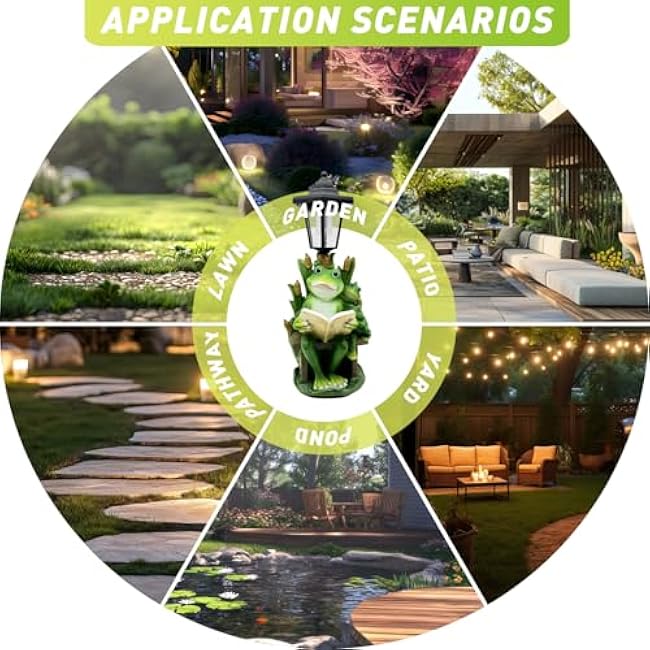 Frog Garden Statue with Solar Lantern - 16¡° Large Outdoor Solar Lights Frog Figurine for Outside, Yard, Patio, Lawn Decor, Housewarming Gifts for Women, Mom