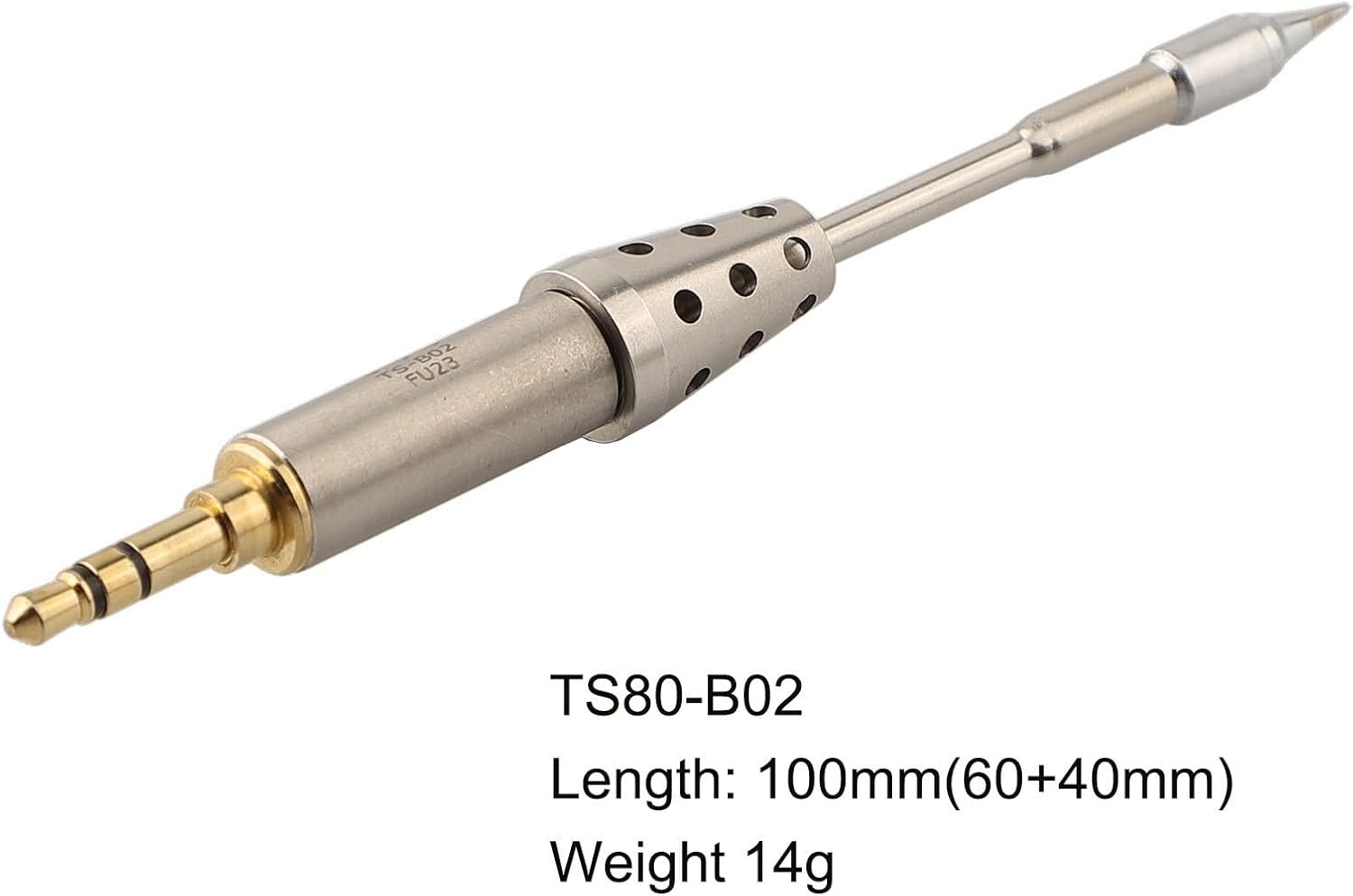 Miniware TS80P Soldering Iron Tip Replacement - B02 BC02 D25 K4 J02 Compatible with TS1C TS80 - Fast Heating Steel Tip for Cordless Soldering Station - 100mm Length(TS-B02)
