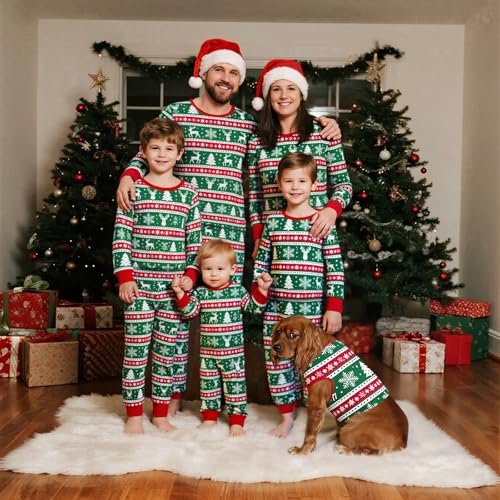 Neufigr Family Christmas Pajamas Matching Sets, Christmas Pajamas for Family Long Sleeves Christmas Holiday Sleepwear Sets(E1096439)