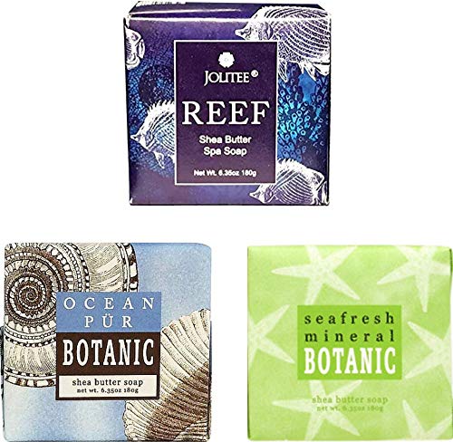 Greenwich Bay Cleansing Spa Soap, Shea Butter, and Cocoa Butter. Blended with Loofah and Apricot Seed, No Parabens, No Sulfates 6.35 Oz. (3 Pack) … (Sea Set)