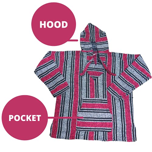 Baja Mexican Pullover Hoodie, Unisex Bohemian Sweatshirt For Men And Women, Authentic Poncho For Fiestas, Assorted Colors (M) #TOP2