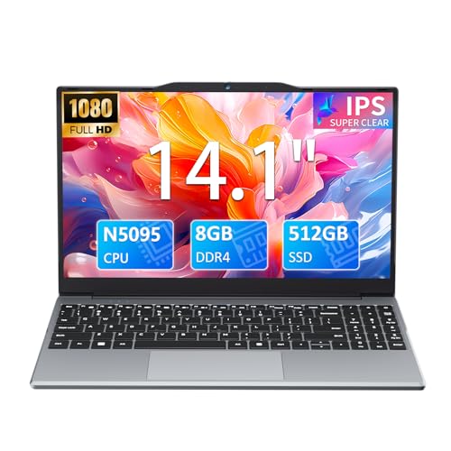 Image of Auusda 14.1 inch FHD Light Laptops Business & Student Laptop Computer, 4-Core N5095 2.9GHz, Numeric Keypad, Standard HDMI Lightweight & Slim Portable, Win11 Pro, 2 Year Warranty 8GB 512GB SSD Gray