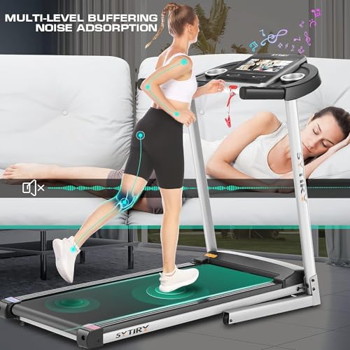 Image of Treadmills for Home with TV Screen and WiFi,Smart Foldable Treadmill Machine,3D Virtual Sports Scene,HiFi Speakers,Popular APP for Social Networking,Video,and Search,Walking Pad Treadmill