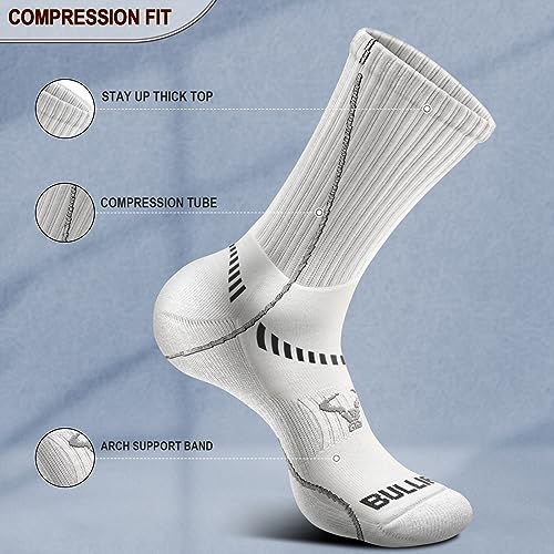 Image of BULLIANT Men 6-Pack Athletic Compression Crew Socks for Running Gym Sports