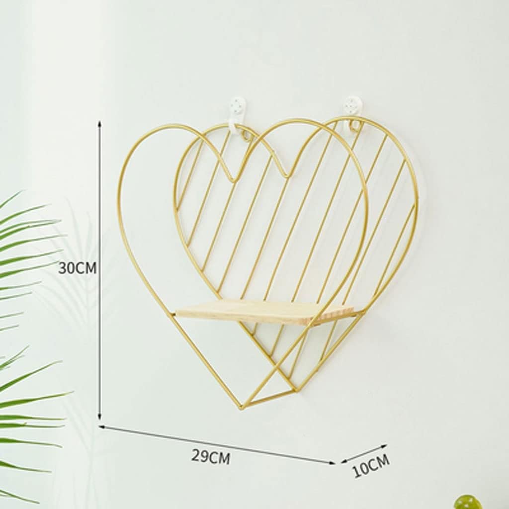 JSEIAJB Black Decorative Shelves Metal Heart Shaped Storage Organizer Farmhouse Nordic for Living Room(Gray)