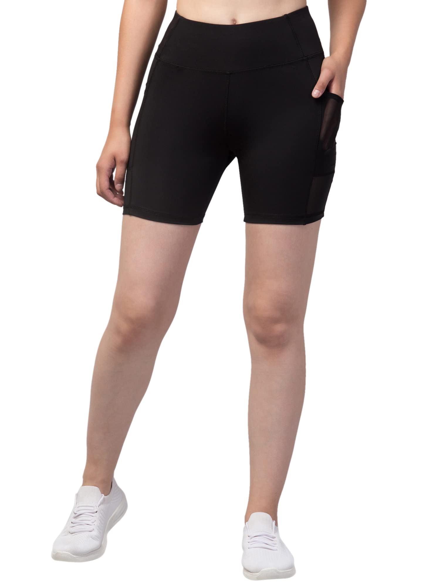Women's Fourway Lycra High Waist Sports Shorts Tights with Pockets-image-14