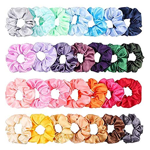 ASHAI 28Pcs Silk Satin Hair Scrunchies Set