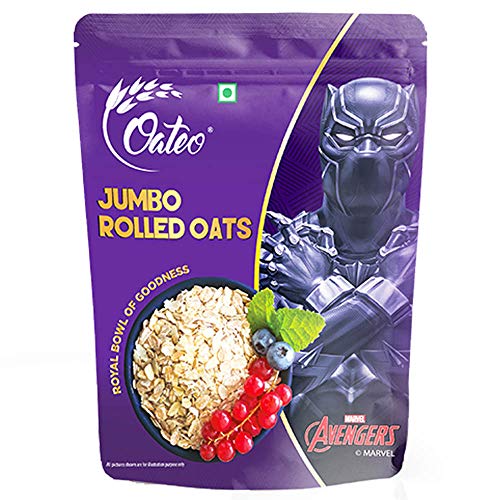 Oateo Jumbo Rolled Oats 1KG | Diet Food for Weight Management | High Protein & Fiber | Delicious breakfast | Gluten free | Healthy Food with No Added Sugar