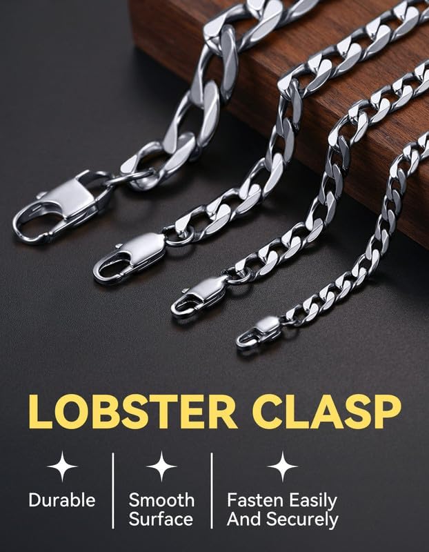 ChainsHouse Stainless Steel Cuban Link Chain Necklace for Men Women, Black/14K Gold Plated Flat Cuban Chain, 4mm/6mm/9mm/13mm Width Hip Hop Jewelry Mens Cuban Chain, 14"-30" Length-with Gift Box - Image 4